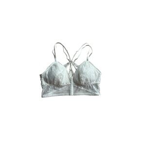 White Aerie Joy Floral Lace Padded Longline Wireless Corset Bralette